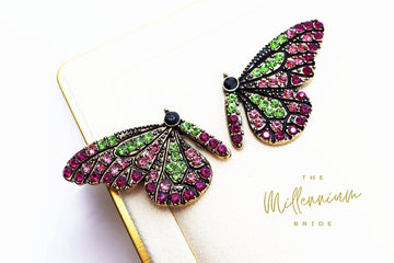 Butterfly Crystal Rhinestones Earrings, Stud Earrings, Statement Earrings, Bridesmaid Earrings, Colorful Butterfly Gold Earrings.